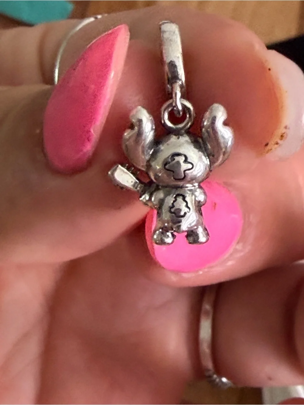Pandora Silver Stitch Guitar Dangle Charm with Blue Nose - Picture 2 of 2